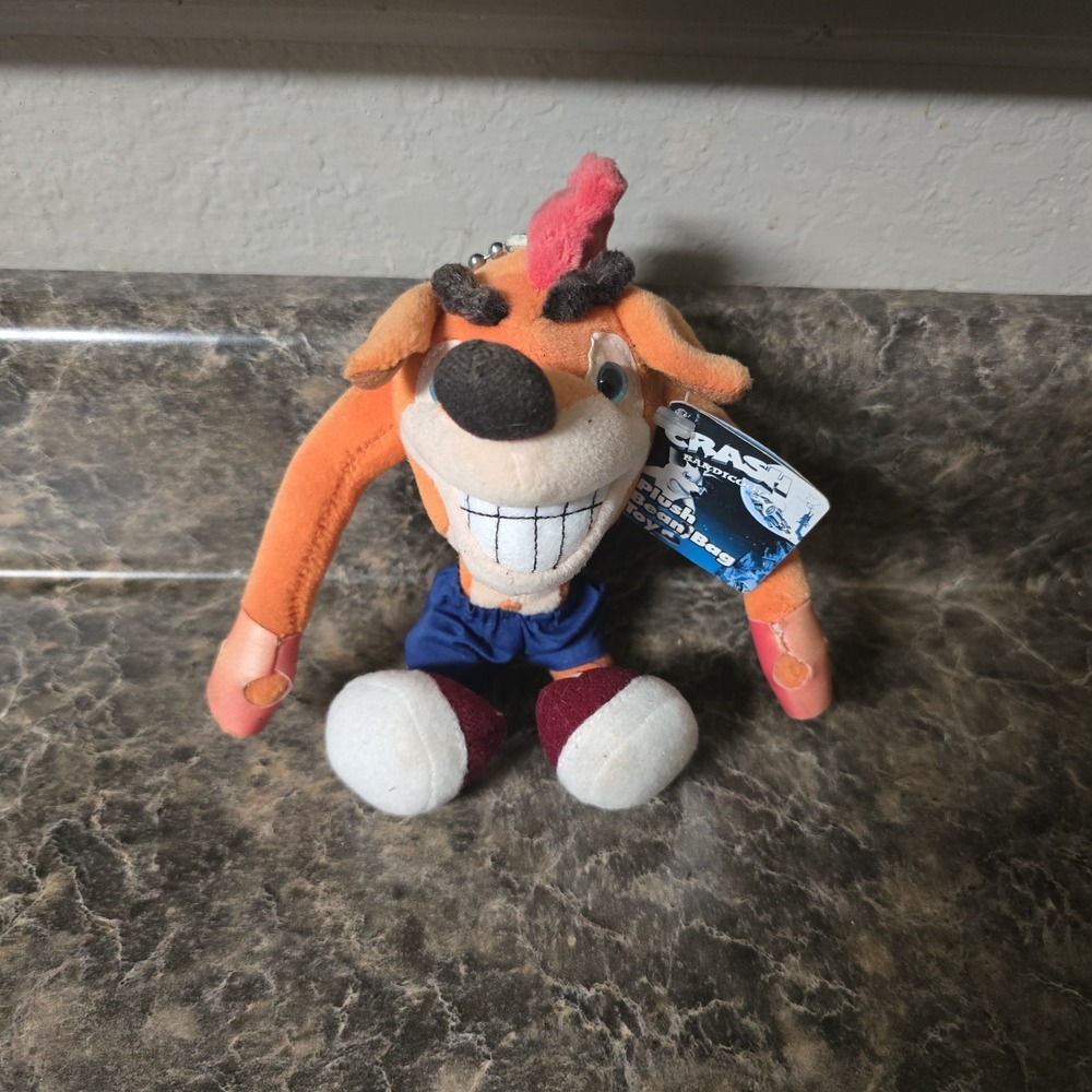 ReSaurus 1998 Crash Bandicoot Plush Keychain Beanbag Rare w/ Tags PlayStation